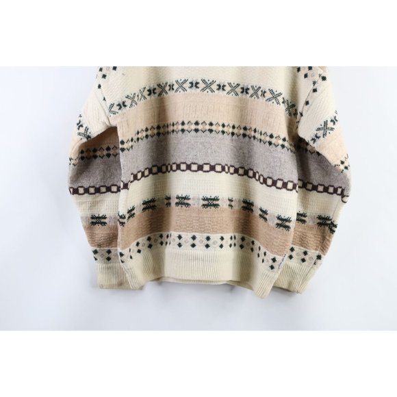 Vintage 90s Coogi Style Mens 40 Ed Bassmaster Fair Isle Lambswool Knit Sweater - Picture 10 of 10